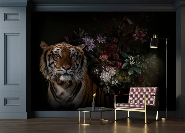 An image of a tiger wallpaper in black background