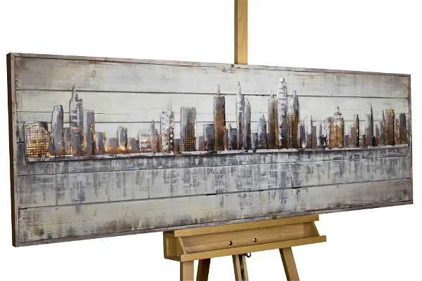 Wood wall art Next Stop USA in a wooden stand