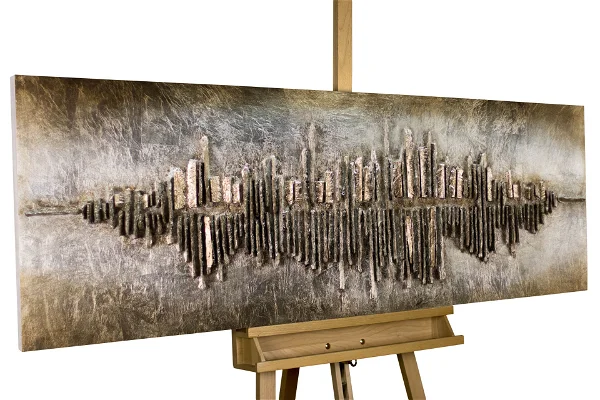 Wood wall art in a wooden stand