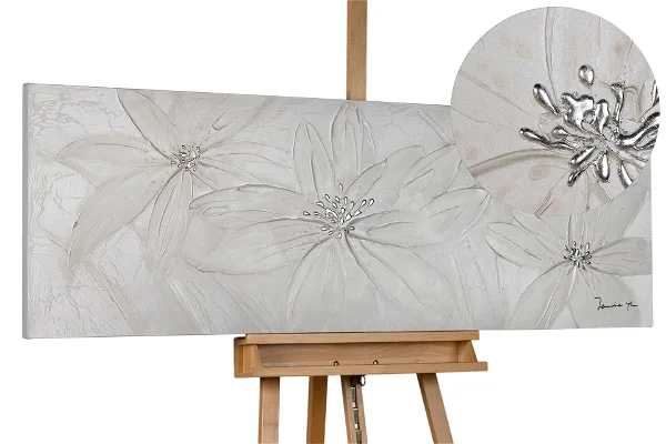 Handgeschilderd schilderij 'Frozen Flowers'