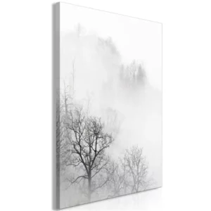 Art print on canvas 'Trees In The Fog Vertical' picture