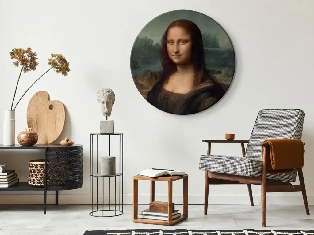 Rond schilderij 'Da Vinci's Mona Lisa'