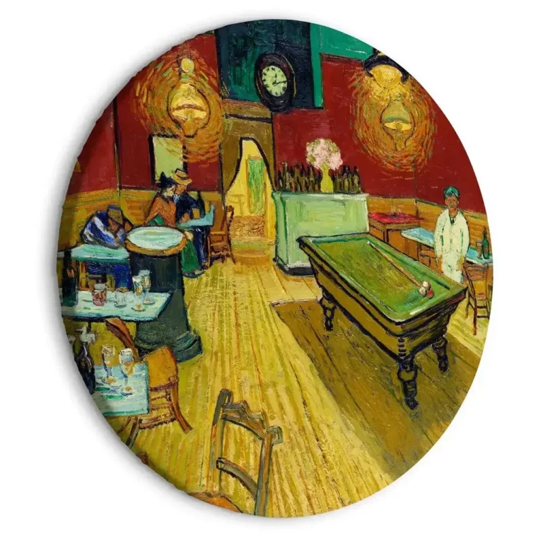 Rond schilderij ‘Gogh’s Night Café’