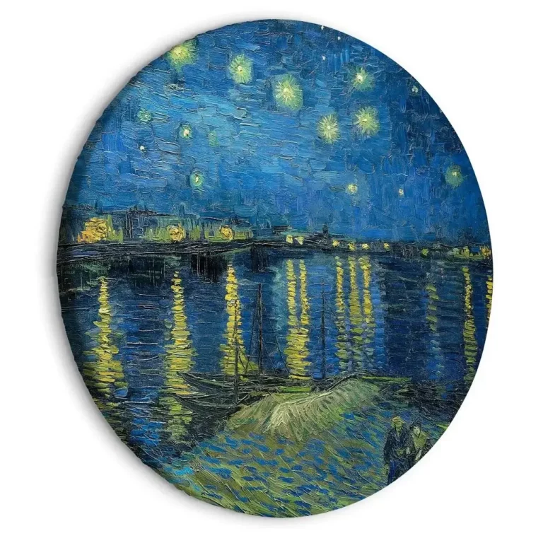 Rond schilderij ‘Gogh’s Starry Rhone’