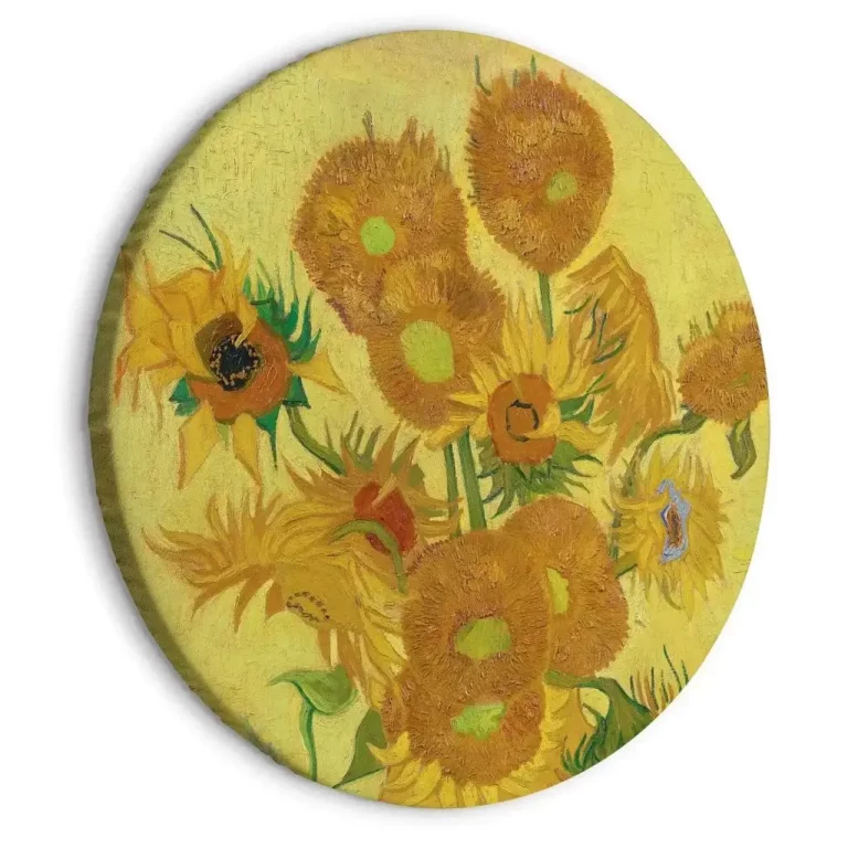 Rond schilderij ‘Gogh’s Sunflowers 2’
