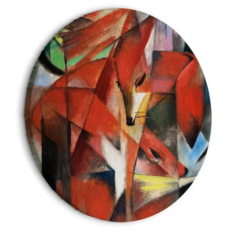 Rond schilderij ‘Marc’s Foxes’