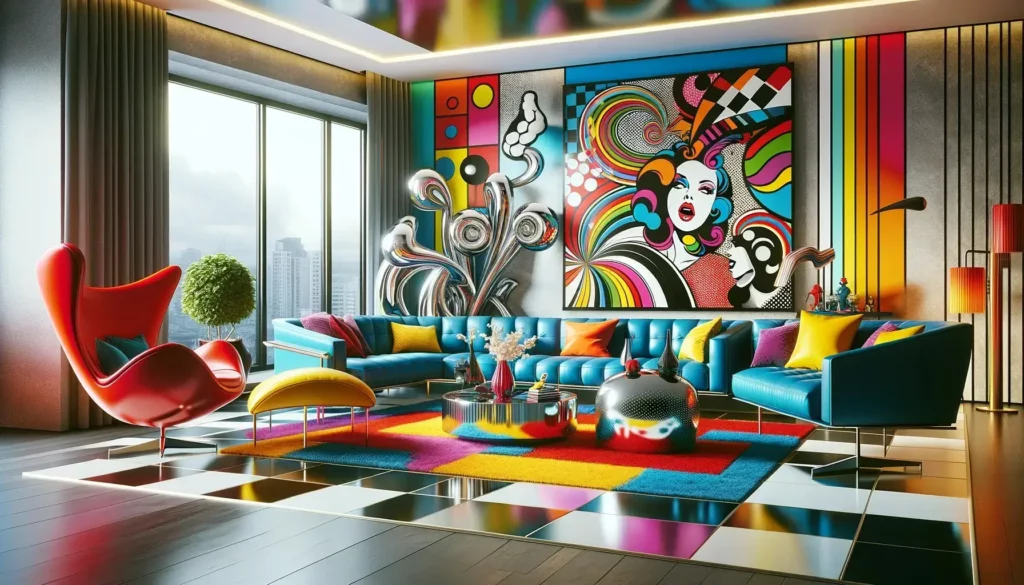woonscène met pop-art eigentijdse designstijl