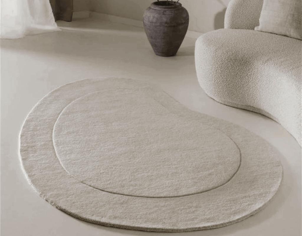 Wollen design vloerkleed Shape Beige Afbeelding