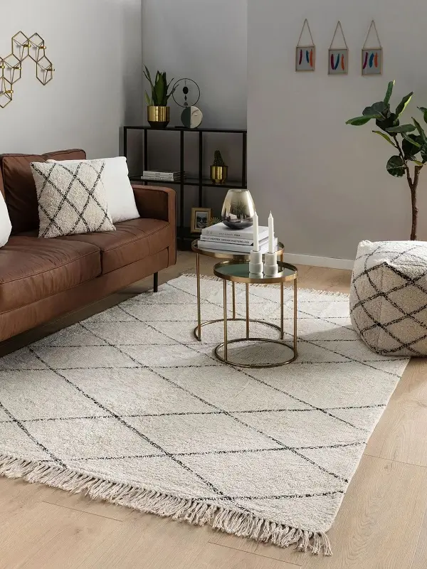 a minimalist design rug in color beige