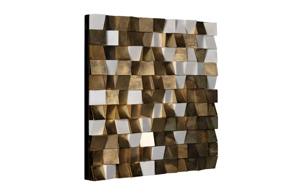3d wood wall art in brown and white color