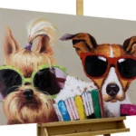 dogs birds funny coloured glasses modern acrylic painting