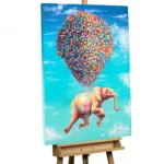 balloon flying elephant air coloured modern acrylic paint