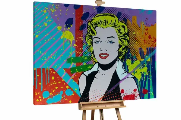 A canvas with an image of a woman in multiple colors, inspired by graffiti art.