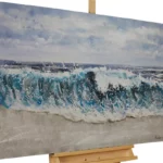 modern acrylic painting navy blue grey modern art