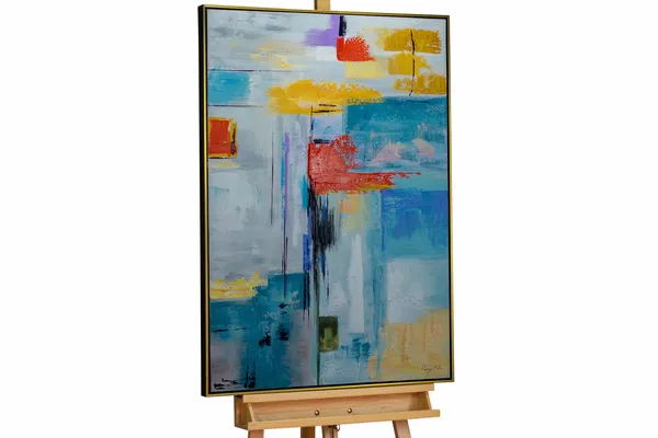 Framed acrylic painting 'Water Reflections'